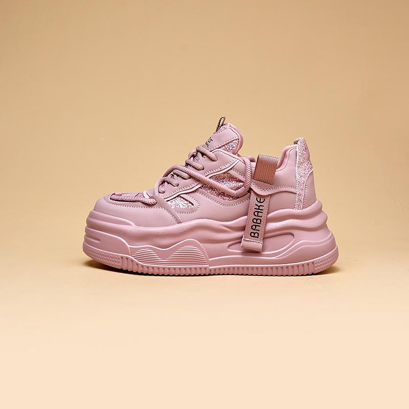 

Pink dad shoes women ins tide super fire 2025 spring new Internet celebrity versatile muffin platform casual sneakers 34 рожевий