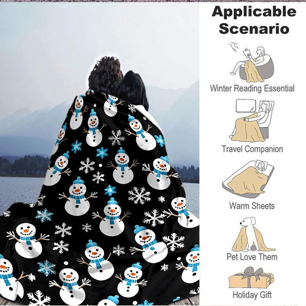 1pc Snowman Pattern Blanket Warm, Cozy, And Soft, Suitable for Sofas, Beds, Cars, And Office Use.Perfect for Camping And Travel, Making It a Great Gif