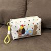 Cute Dog Embroidered Cosmetic Bag Women Canvas Makeup Bag Portable Zipper Toiletry Organizer Travel Storage Pouch