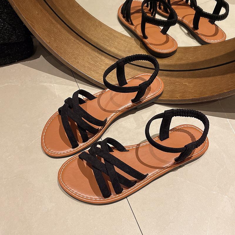 Fashion 2025 New Fashionable Flat Bottomed Shoes Leisure Anti Slip One Foot Beach Sandals Large Size Sexy Leopard Print Shoes for Women