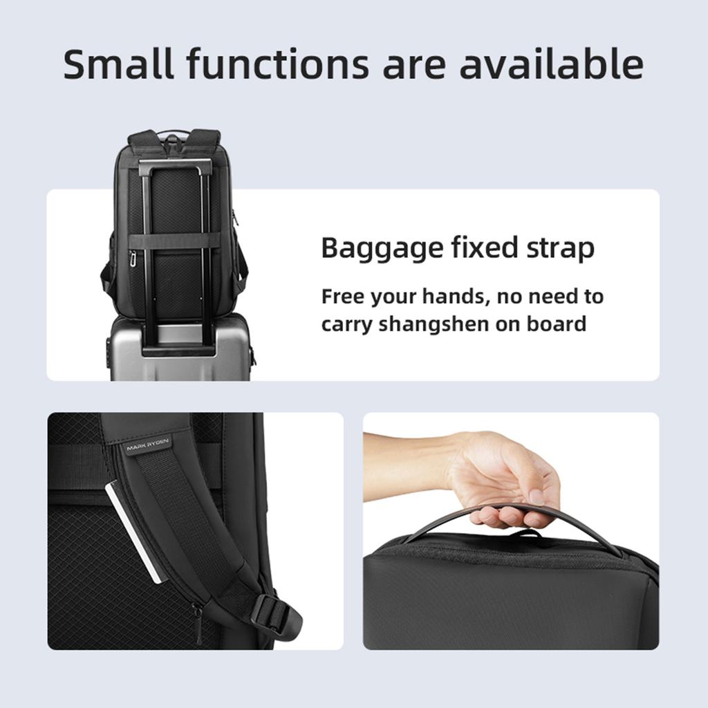 MARK RYDEN Multi-function Backpack Multi-layer Pockets Independent Laptop Interlayer USB Interface