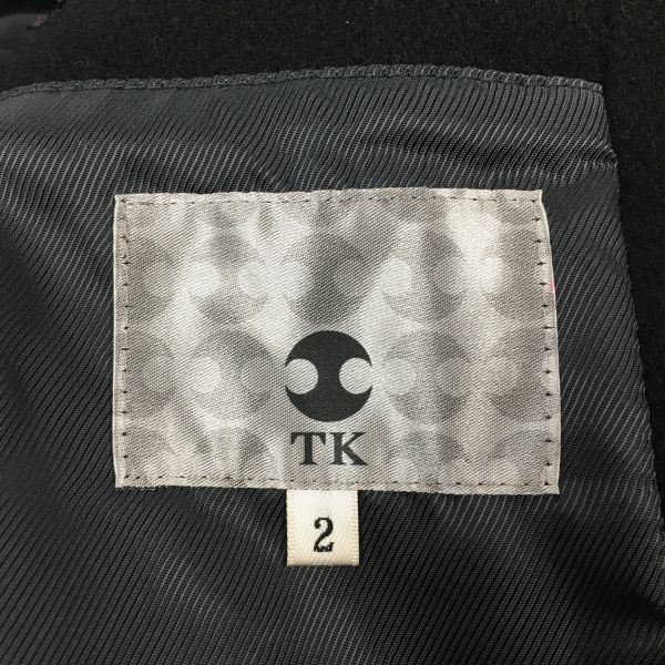 TK TAKEO KIKUCHI Wool Short Pea Coat Black Size L(USED)