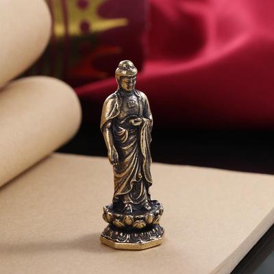 Kreative Reine Messing Lotus Guanyin Statue Retro Lotus Guanyin Tathagata Buddha Statue Tathagata Messing Buddha Skulptur Büro