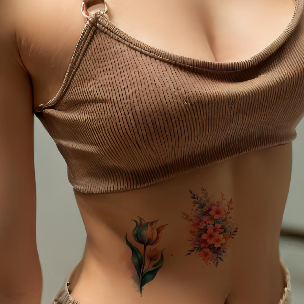 9 Stück Temporäre Tattoos Hibiskusblumen Temporäre Tattoo-Aufkleber Narzissenblumen Sonnenblumen Für Damen Wangen Arme