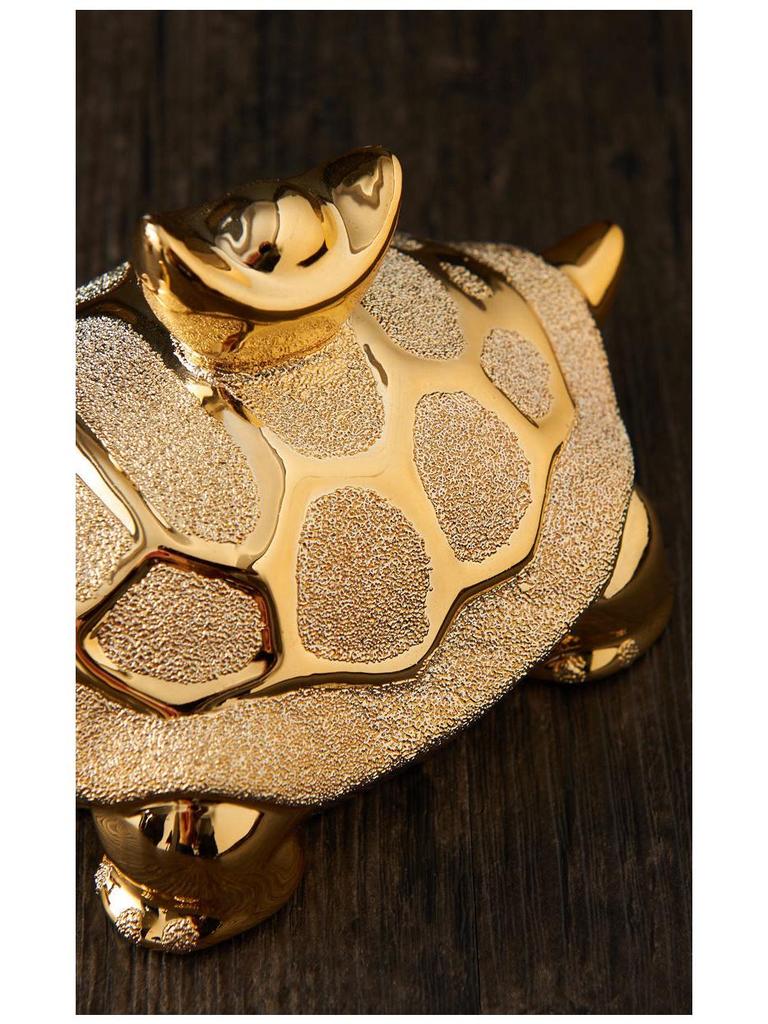 Gold-Plated Ceramic Turtle Figurine - Feng Shui Home Decor Ornament