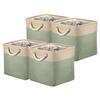 4pcs Cube Folding Storage Basket Splicing Linen Cloth Storage Box Clothes Closet Laundry Basket for Home Organization 11 Inch