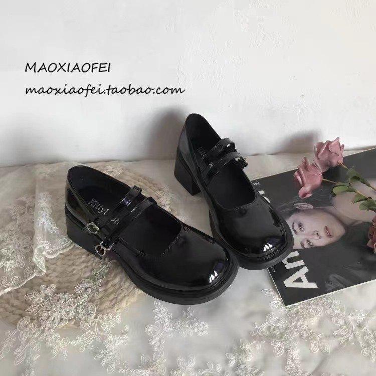 French Mary Jane small leather shoes women's 2025 new autumn versatile jk one-word buckle with platform thick heel high heel single shoes