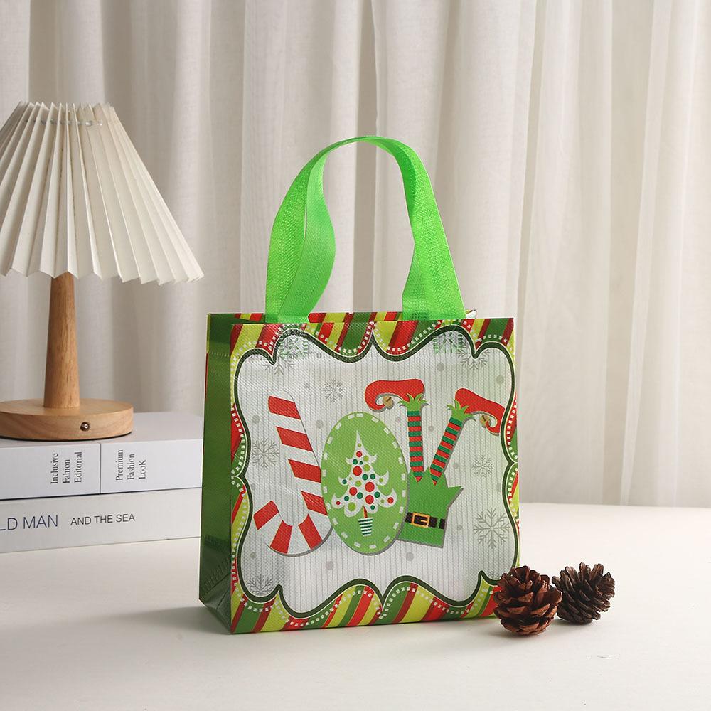 StoBag, Christmas, Santa, New Year's Shopping Tote Bags, For Packing Candy Goodies, Eco-Friendly Non Woven, Celebrating Xmas
