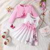 Girls Autumn Clothes Fashion Children Jacket + Dress  2 Piece Sets Suspender Dress Suit for Kids