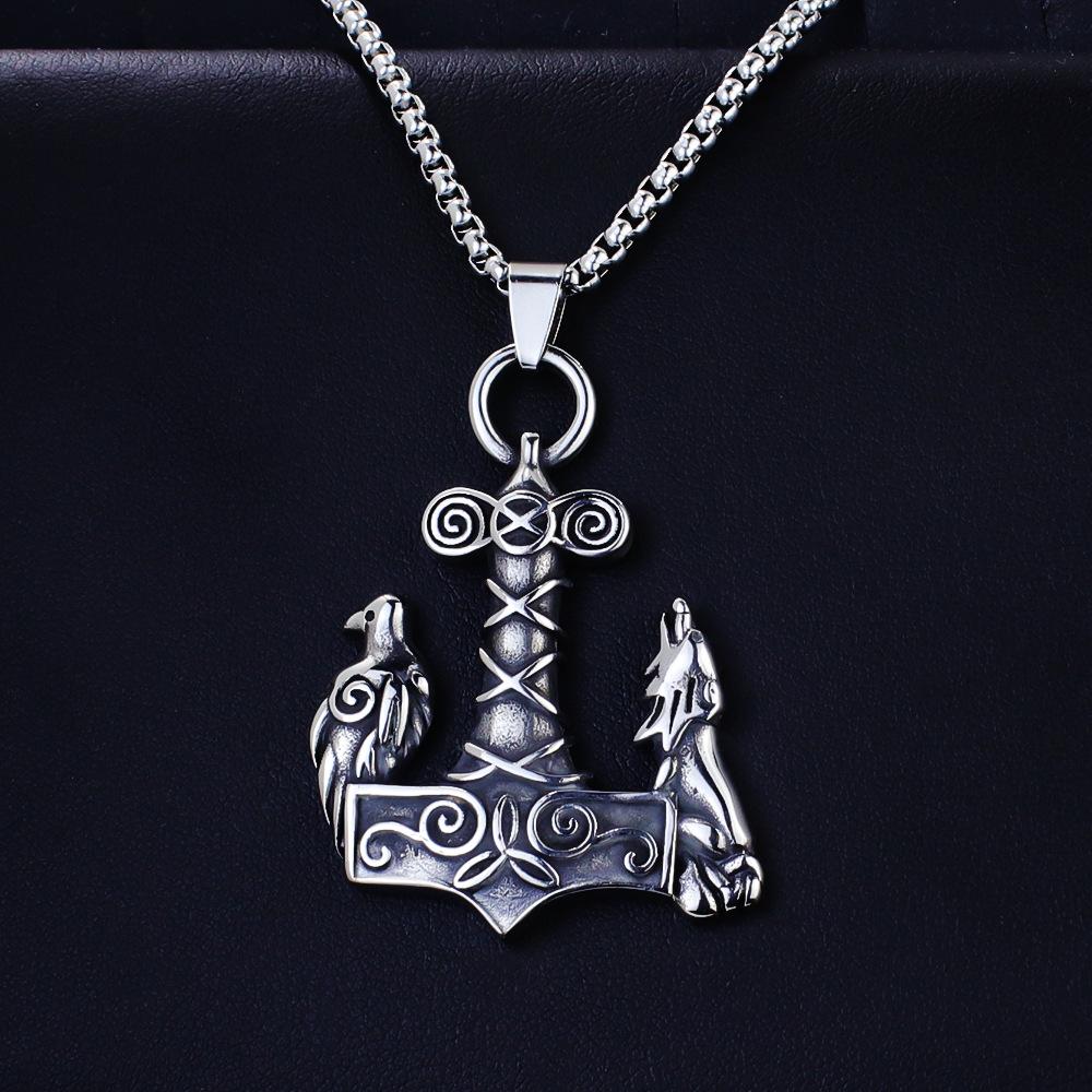 Necklace Nordic Viking Thor Wolf Odin Wolf Head Anchor Trend Pendant