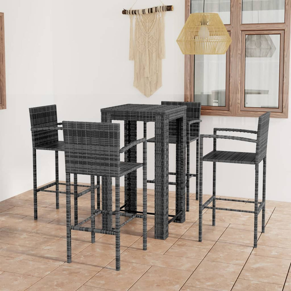 Ensemble de bar d'extérieur 5 pcs accoudoir Résine tressée