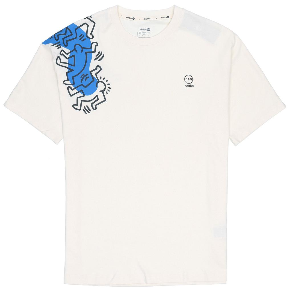 Adidas Keith Haring Collaboration SS22 Cartoon Print Round Neck Short Sleeve T-Shirt Men Tops White HD7264