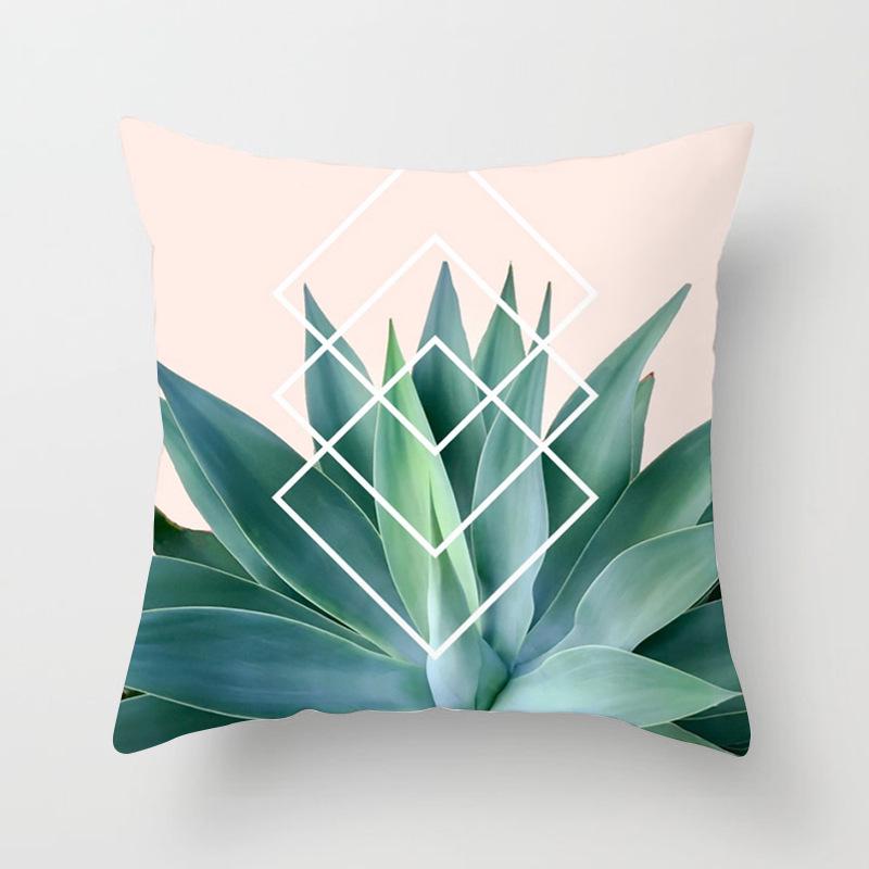 New Tropical Plant Fashionable Leaves Rainforest Pillow Case Cushion Cover Peach Leather Velvet Digital