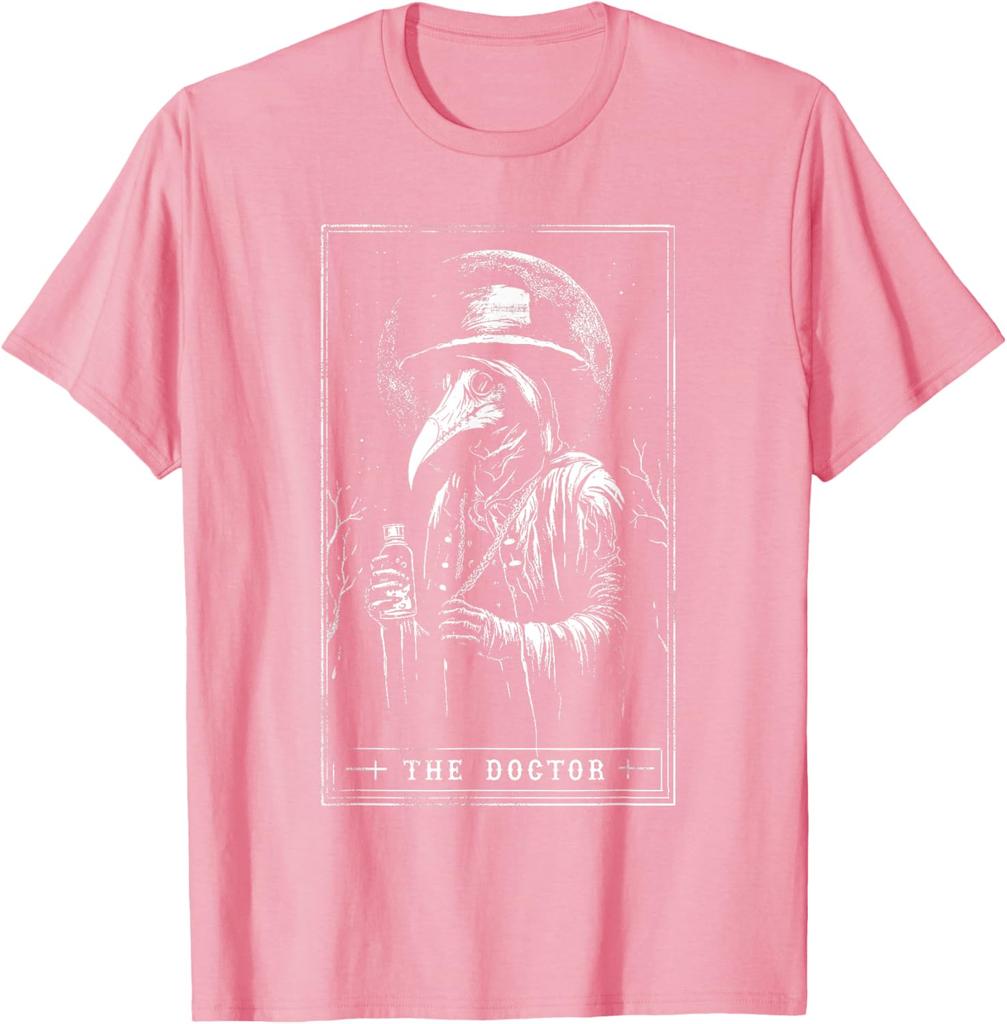 Pestdoktor Tarotkarte Grafik T-Shirt Herren Lässig Kurzarm Baumwolle T-Shirt Reise