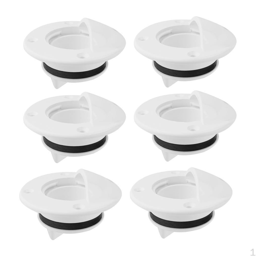 6pcs Marine Yacht Thru Hull Deck Drain Scupper With Gasket Seal, Hole Dia. 50mm