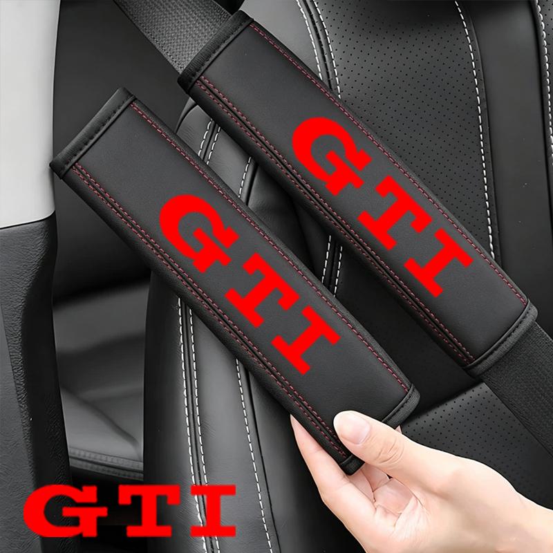 WGLRK1 2pcs Car Seat Belt cover Shoulder Pads with Embroidered Heart Design - Soft Cool Comfort Covers for Volkswagen VW GTI Emblem
