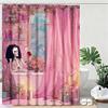 Pink Skeleton and Roses Bathroom Shower Curtain Polyester Gothic Halloween Inspired Decorative Bath Curtain for Modern Bedroom V