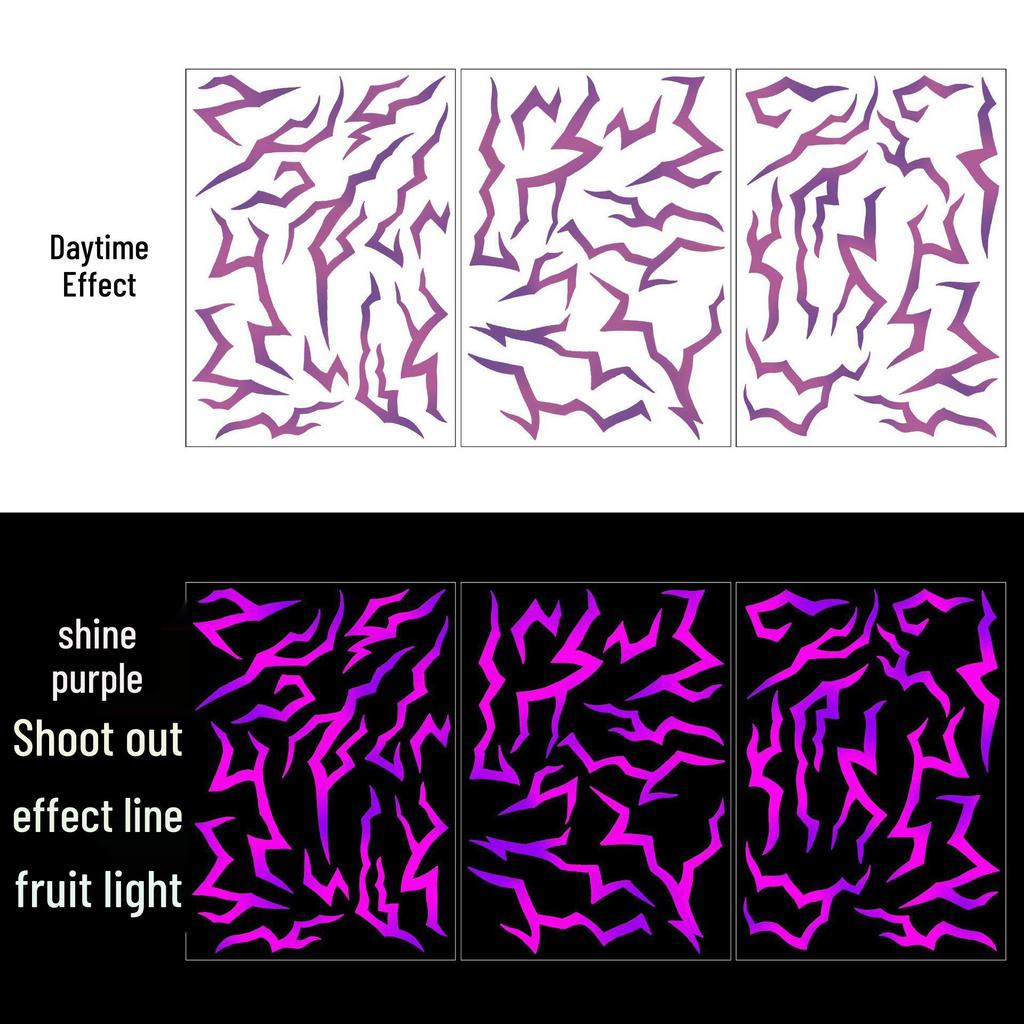 Anime Demon Hunter Group Makeup & Tattoo Stickers with Laser Lightning - Purple