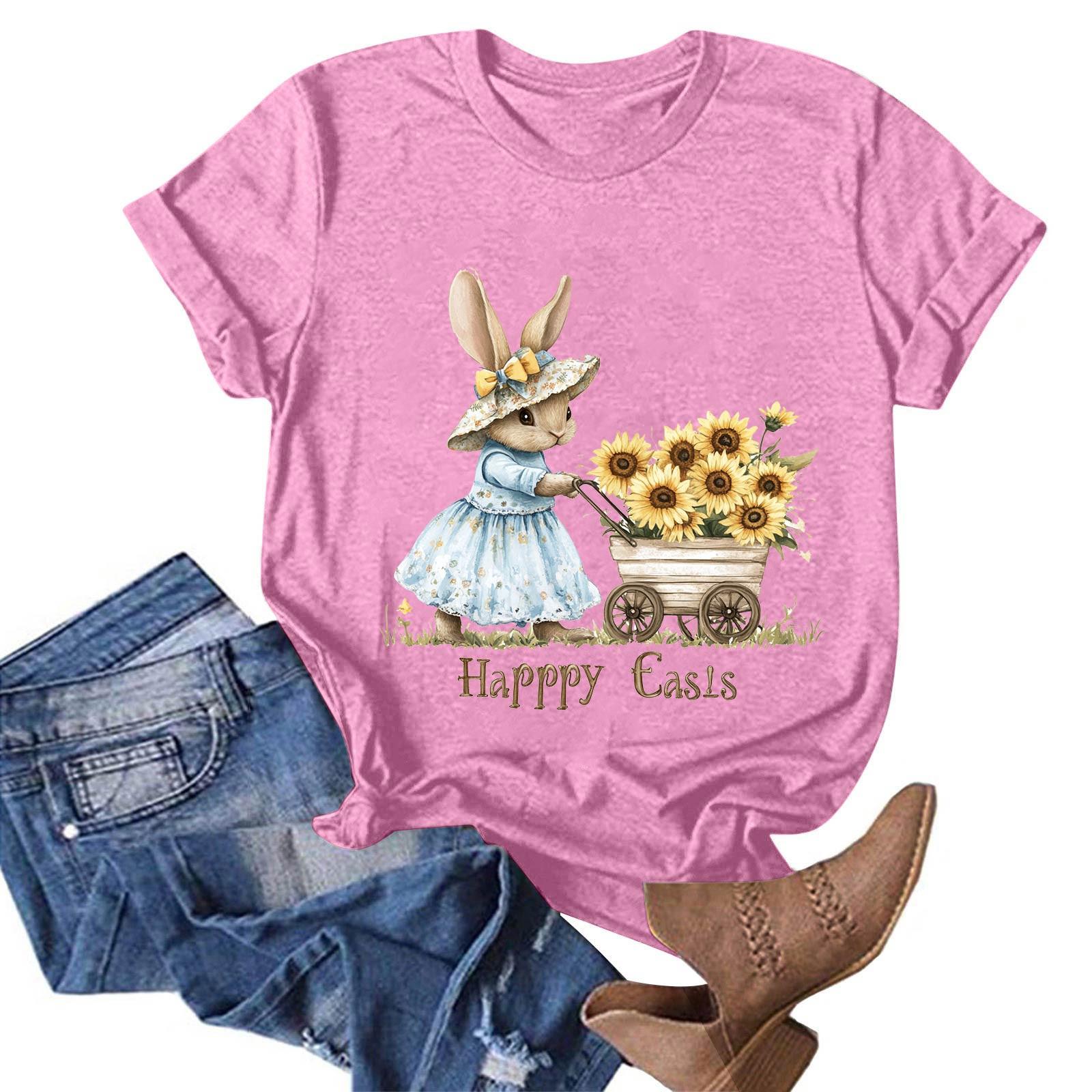 

Женская модная повседневная футболка с круглым вырезом и принтом, пуловер с короткими рукавами, топ XXL розовый