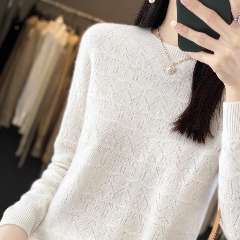 Suéter de mujer, cachemira Qinghe, 30% cachemira 70% lana, jersey de punto de invierno, suéter de otoño, suéter de cachemira de mujer, top de punto, manga larga