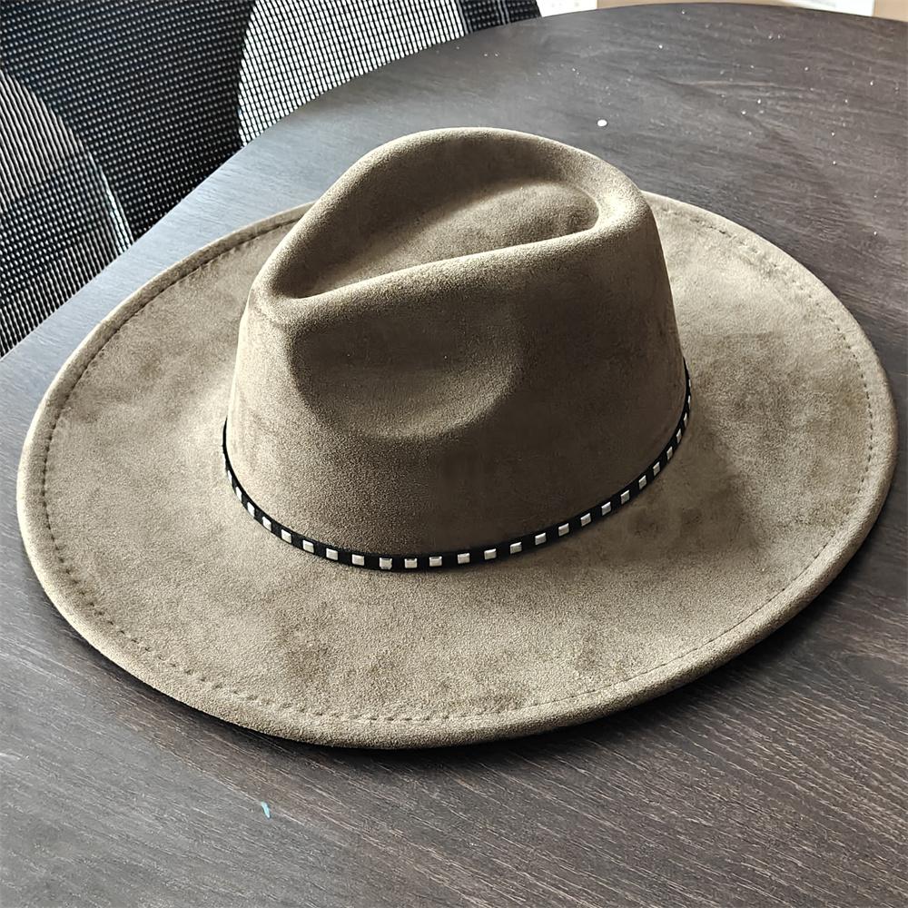 Winter Suede Wide-brimmed Fedora Hat for Women and Men Church Jazz Cap Panama Felt Hat Outdoor Windproof Hat Wholesale