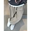 Solid Color Pleated Casual Pants Overalls New Spring and Autumn Men's and Women's Khaki Loose Long Pants Simple and Versatile