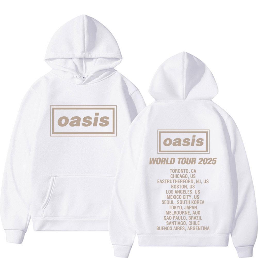 Rock Band O-Oasis World Tour 2025 Double Sided Graphics Hoodies Men's 90s Vintage Hip Hop Pop Music Hoodie Oversized Sweatshirts