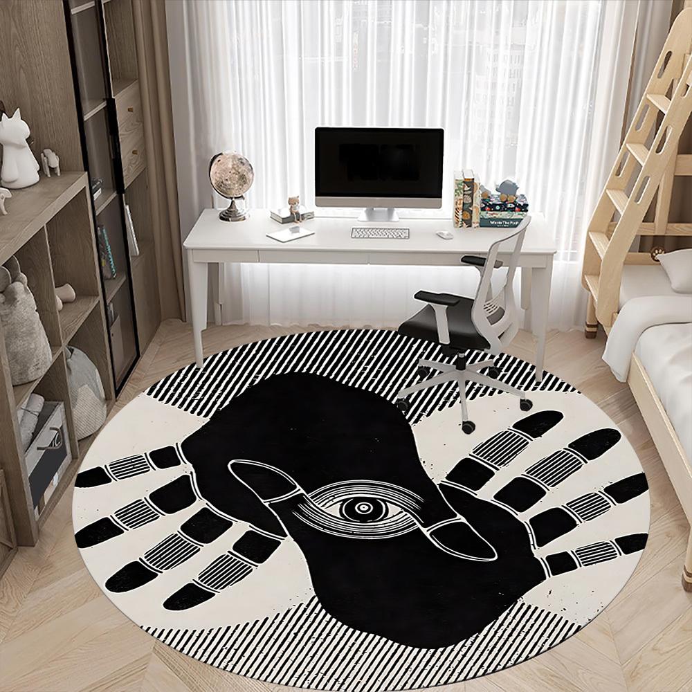 1pc Eyes Hands Office Round Area Rug, Indoor Mat Suitable For Office, Under Office Chairs Bedroom Living Room Home Decor, Room Deco 142