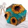 1pc Leopard Sunflower Pattern Automatic Folding Umbrella - Portable & Foldable 8-Rib Design, Vibrant Yellow & Black Sunflowers