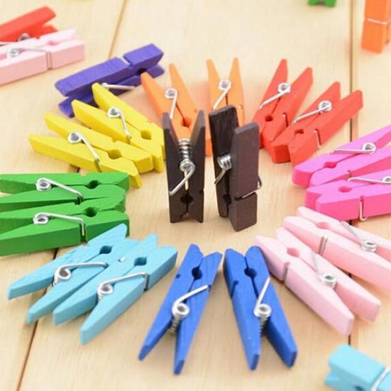 20 Adet Çok Renkli Ahşap Clothespins Ahşap Çamaşırhane Clothespins Kağıt Craft Klip