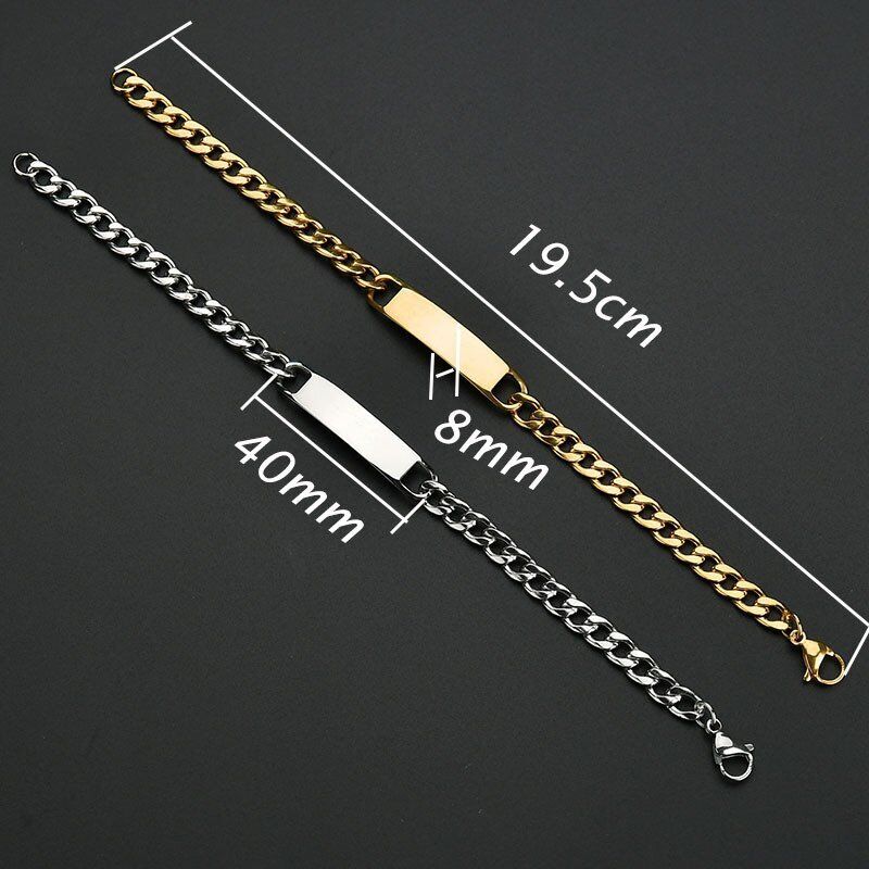 Personalised Men Women Stainless Steel Bracelet Bangle Engraved Jewelry Gift New