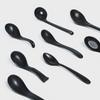 A5 Black Matte Melamine Long Handle Soup Spoon - Food Grade Porcelain Imitation for Restaurants, Hotels, and Hot Pots.