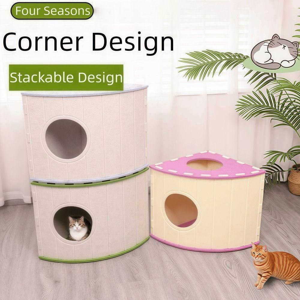 Fan-shaped Cat House Stackable Cat Castle Japanese Style Cat Scratching Board  Cat Furniture