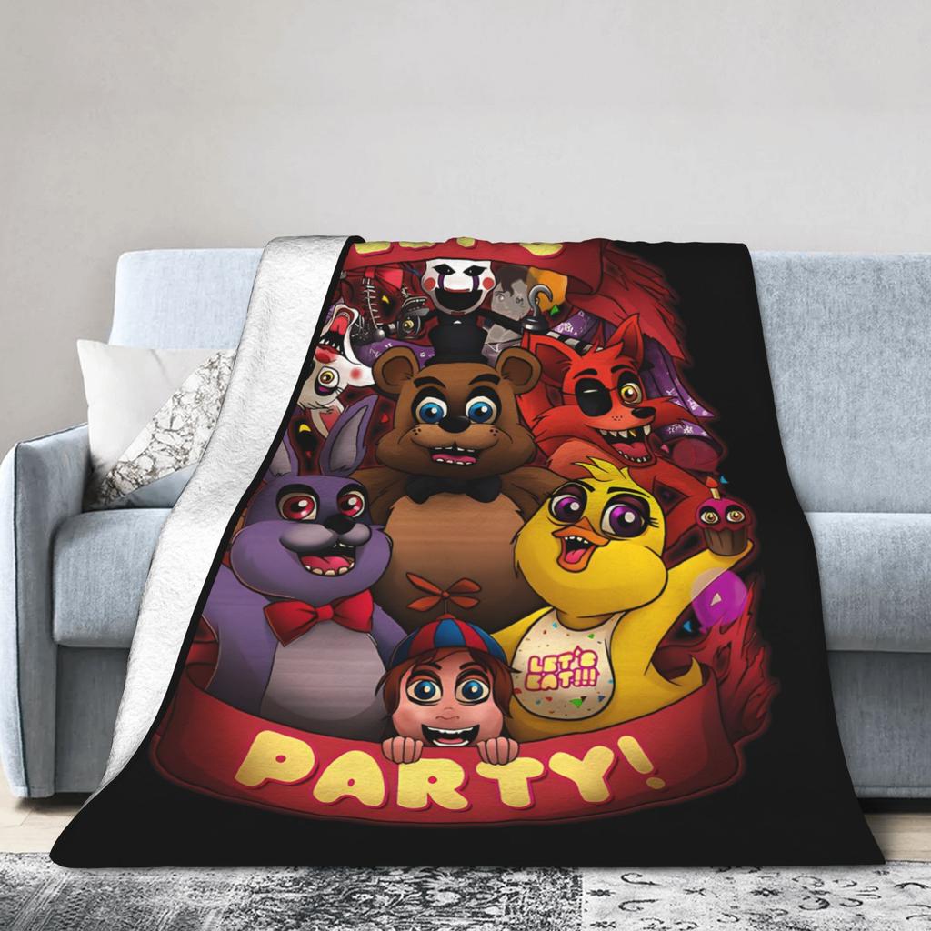 FNAF At Freddys Let's Party Blanket Velvet Autumn/Winter Multifunction Super Warm Throw Blanket for Sofa Office Bedspread