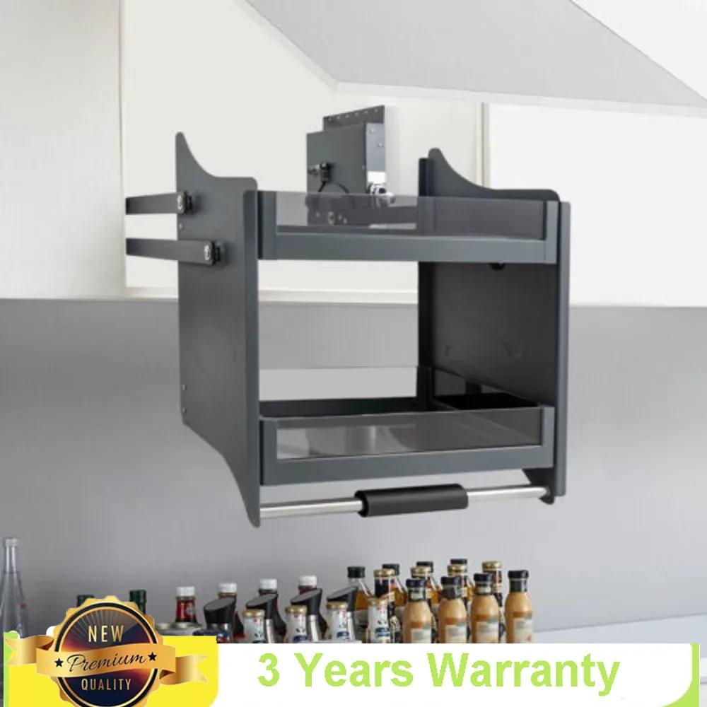 

Выдвижная полка Шкаф для кухни 2-ярусный Органайзер для хранения Плавное выдвижение Кухонная фурнитура Регулируемая Нагрузка с Нескользящей ручкой чёрный