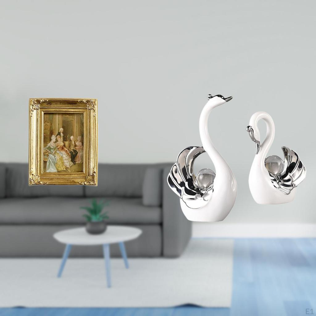 Elegant Resin Swan Photo Frame Display Holder with Glass Front for Tabletop Wall Decor Bedroom