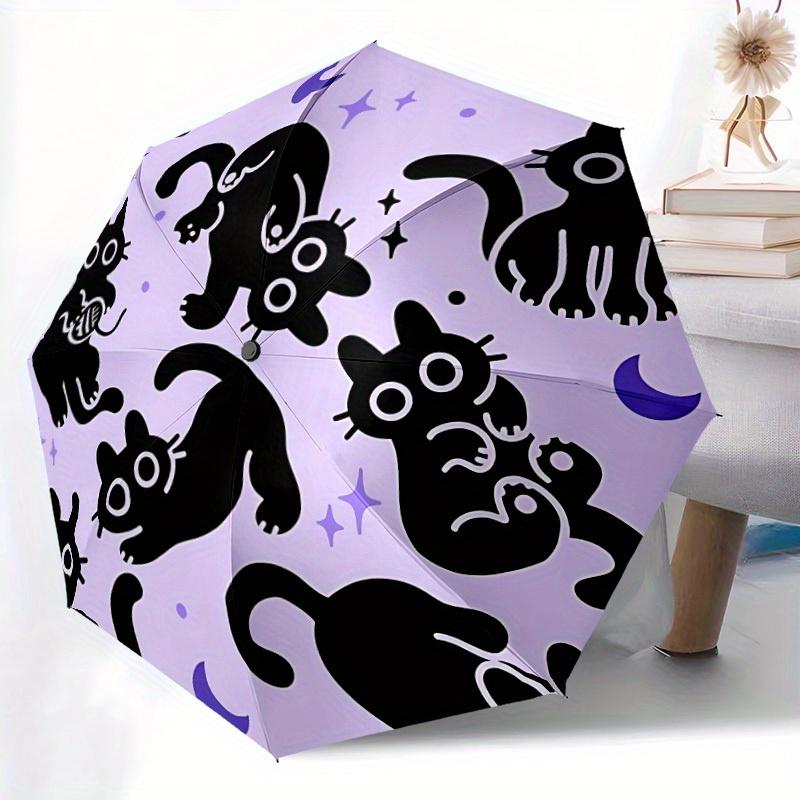 1pc Cat Moon Automatic Open/Close Umbrella, Portable Folding Umbrella for Travel, Themed Events, It is suitable as a gift for various festivals, Outdo