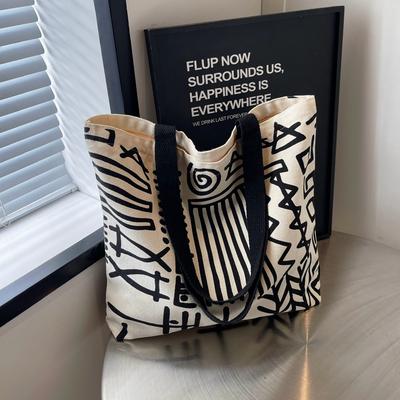 Canvas Bag with Niche Design, Large Capacity, Student School Handbag, Commuting Tote, Single Shoulder Canvas Bag