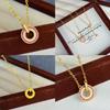 Retro Gold Ruby Donut Clavicle Necklace with Diamond-Studded Interlocking Chain