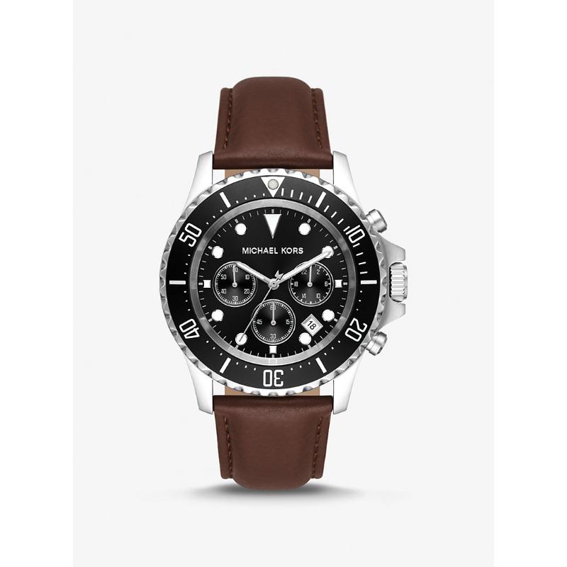 

Мужские часы Michael Kors Oversized Everest со серебристым покрытием и кожаным ремешком MK9054 серебряный