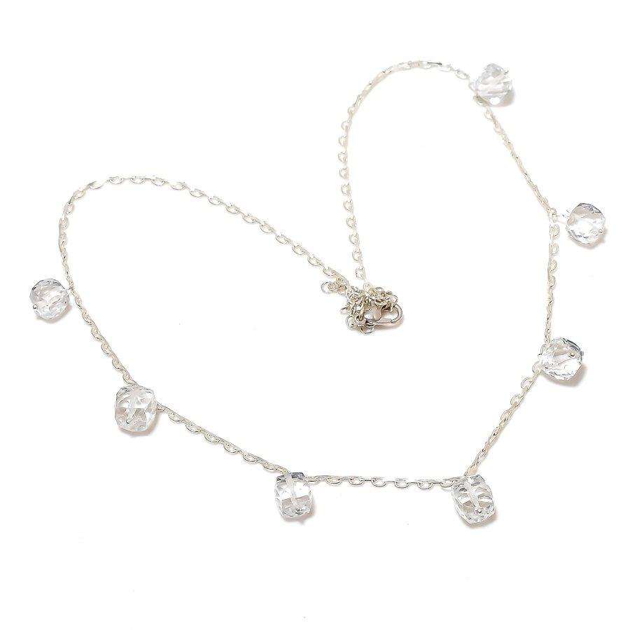 

White Topaz Gemstone Handmade 925 Sterling Silver Jewelry Necklace 20 KJ-1191