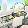 Sink Storage Rack with Hollow Rotatable Rustproof Kitchen Design Basket 360° Faucet Organizer for Sponges Brushes