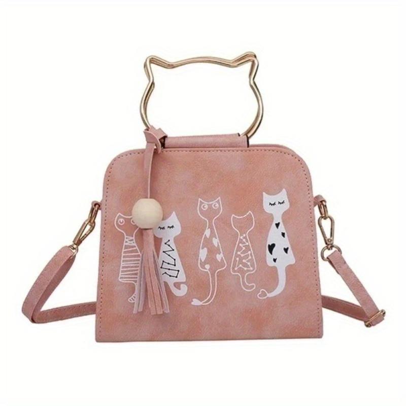 1pc Fashion Accessories Messenger Bag Women Handbags Cat Pattern Shoulder Crossbody Bag