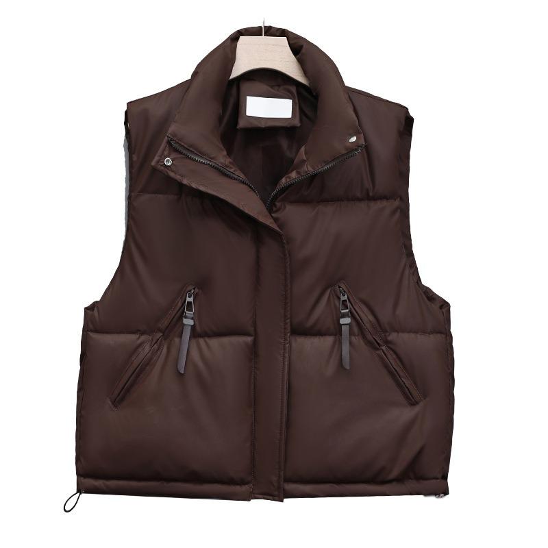New women's clothing temperament simple style army green stand-up collar cotton vest vest