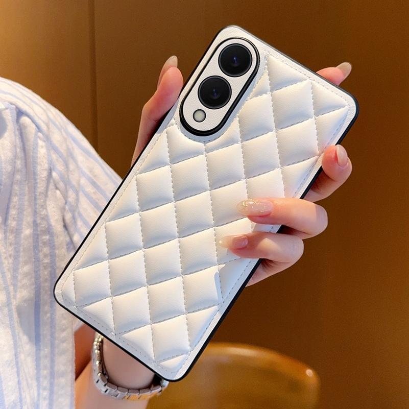 Three-dimensional Puff Check Small Fragrance Style Leather Case For Samsung S25 Edge S25 Ultra Galaxy S24 + Cover