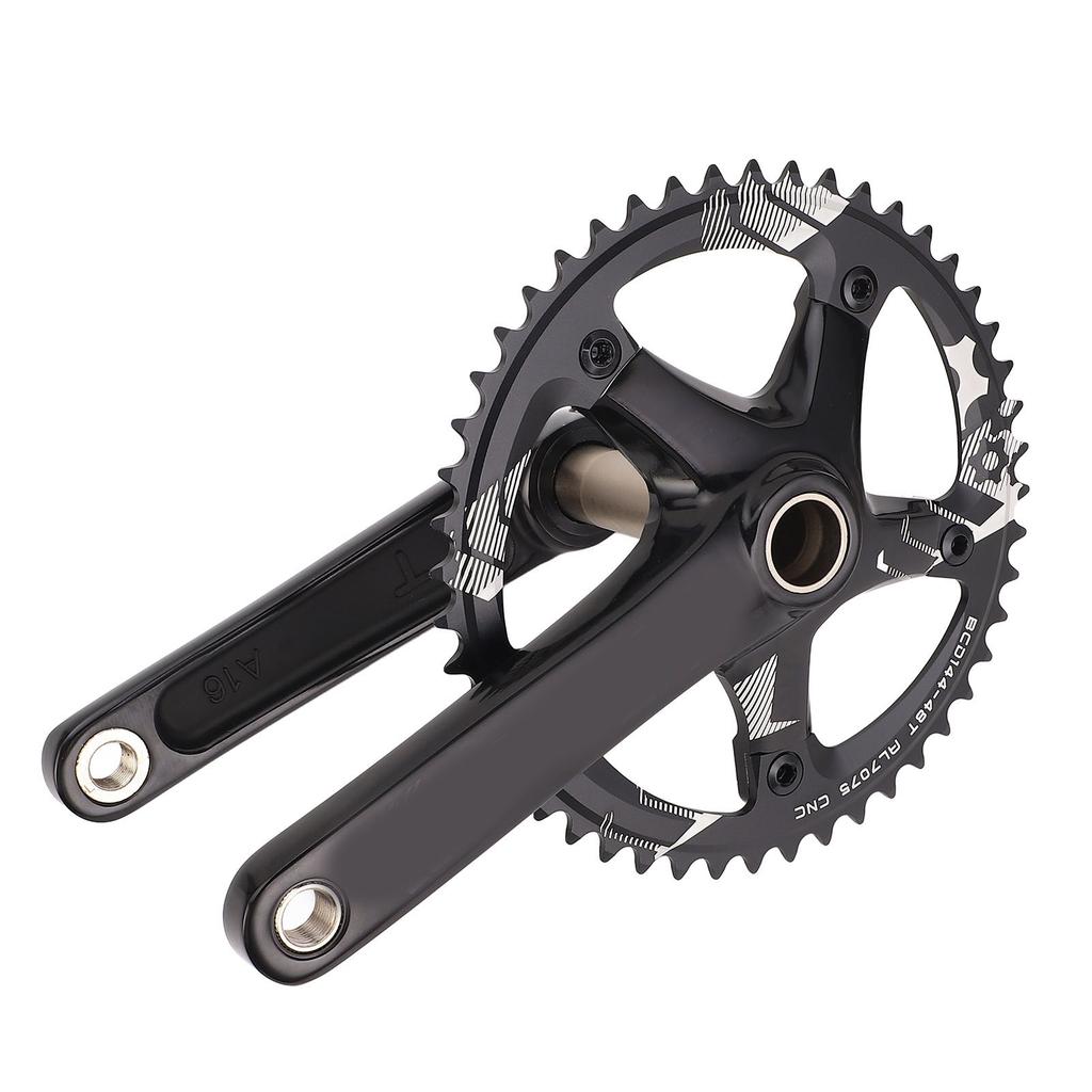 Hollow Integrated Crankset Set BCD144MM 48T Chainring Cycle Crankset for 8 to 12 Speed Gear Systems Black