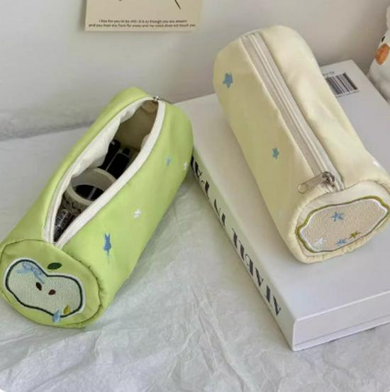 Stor kapacitet Sött Broderat Pennfodral och Skrivbordsförvaringspåse