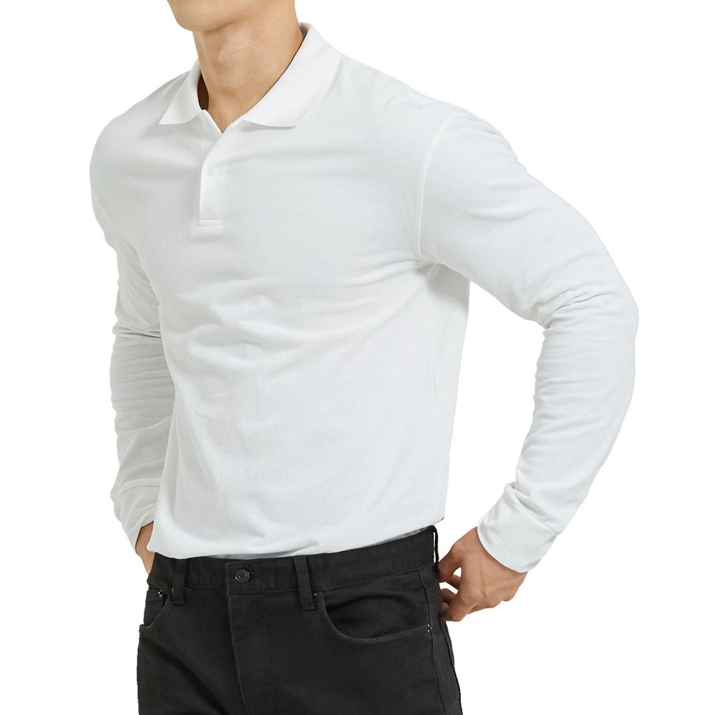 NINEZ Cotton Muscle Fit Long Sleeve Polo Shirt Nfwpkt1