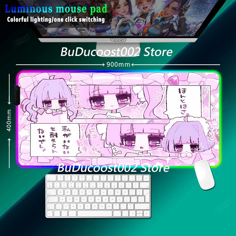 RGB Mat HD Print Gamer Keyboard Pad XXL Anime Pink Girls Rubber Mouse Pad Kawaii Non-Slip Desk Mat Large Gaming PC Expansion Pad