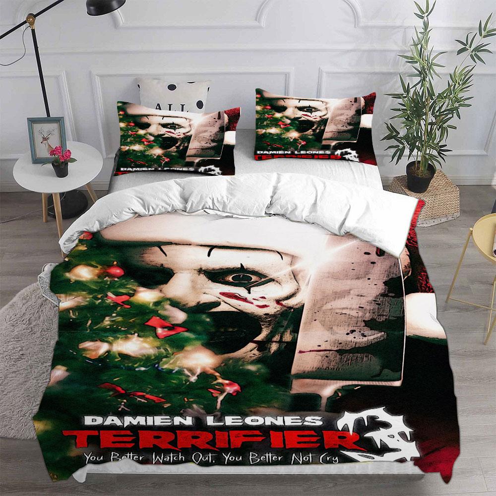 Terrifier 3 () Bedding Sets Bed Cover Comforter Duvet Cover Pillow Case 2-3 Pieces Sets Horror Christmas Decoration